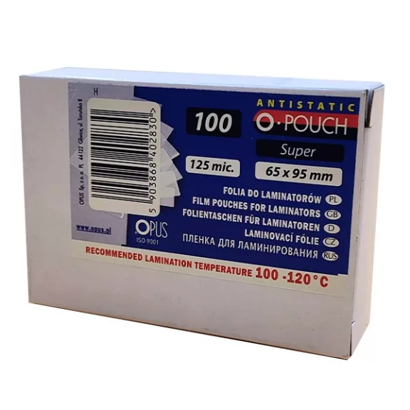 Lamináló fólia OPUS 65x95 mm 125 mikron fényes 100/dob Lamináló fólia OPUS 65x95 mm 125 mikron fényes 100/dob