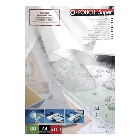 Lamináló fólia OPUS A/4 216x303mm 80 mikron fényes 100/dob Lamináló fólia OPUS A/4 216x303mm 80 mikron fényes 100/dob