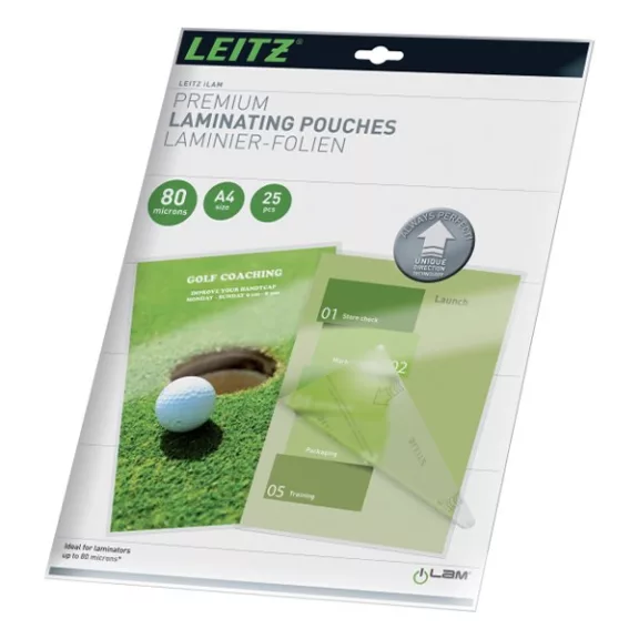 Meleglamináló fólia LEITZ standrard A/4 80 mikronos UDT technológiával 25 darabos Meleglamináló fólia LEITZ standrard A/4 80 mikronos UDT technológiával 25 darabos