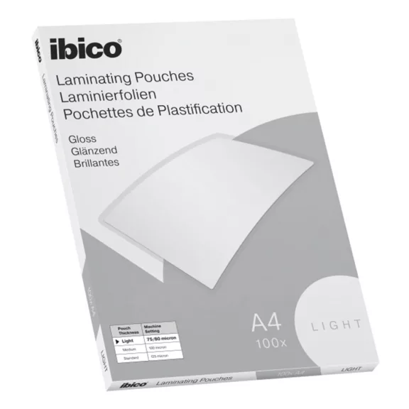 Lamináló fólia IBICO A/4 216x303mm 75-80 mikron fényes 100/dob Lamináló fólia IBICO A/4 216x303mm 75-80 mikron fényes 100/dob