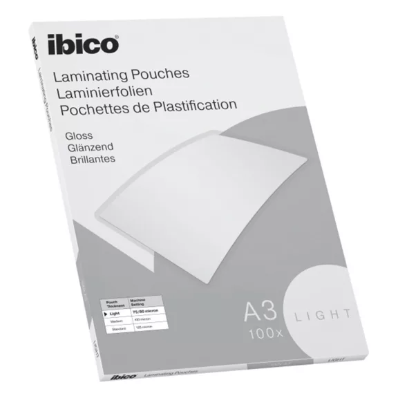 Lamináló fólia IBICO A/3 303x426mm 75-80 mikron fényes 100/dob Lamináló fólia IBICO A/3 303x426mm 75-80 mikron fényes 100/dob