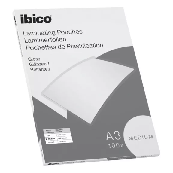 Lamináló fólia IBICO A/3 303x426mm 100 mikron fényes 100/dob Lamináló fólia IBICO A/3 303x426mm 100 mikron fényes 100/dob
