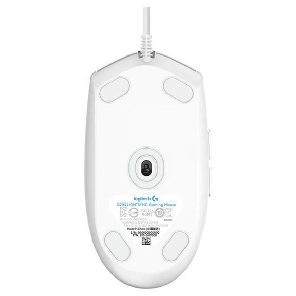 Egér vezetékes LOGITECH G203 Lightsync USB 6 gombos 8000 DPI fehér