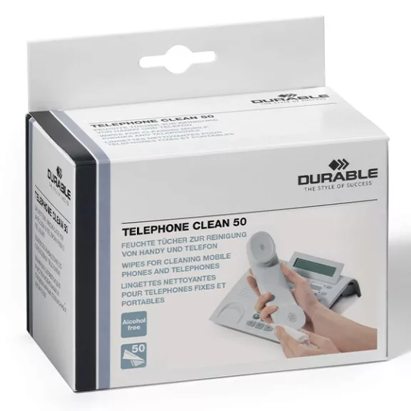 Tisztítókendő DURABLE telefonhoz nedves 50 darabos Tisztítókendő DURABLE telefonhoz nedves 50 darabos