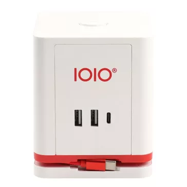   Kábel hosszabbító IOIO 3 aljzat 1,5m, 2xUSB-A, 1xUSB-C fehér