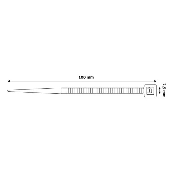 Kábelkötegelő-gyorskötöző ENTAC 100mm x 2,5mm fekete 50 darabos