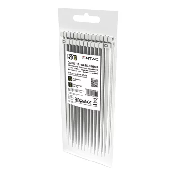   Kábelkötegelő-gyorskötöző ENTAC 200mm x 2,5mm fehér 50 darabos