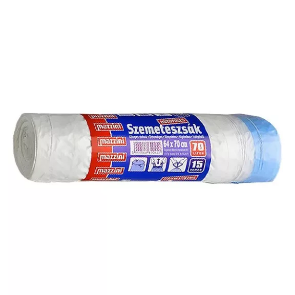 Szemeteszsák MAZZINI 70L húzófüles 15 darabos Szemeteszsák MAZZINI 70L húzófüles 15 darabos