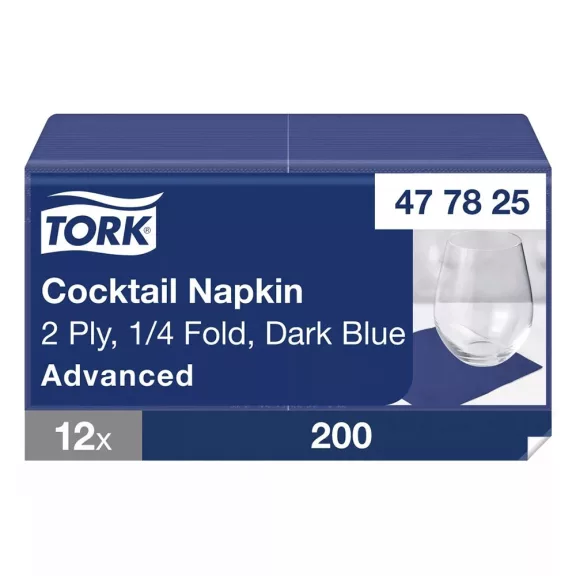 Szalvéta TORK Advanced 477825 2 rétegű 24x24 cm 1/4 hajtogatott kék Szalvéta TORK Advanced 477825 2 rétegű 24x24 cm 1/4 hajtogatott kék