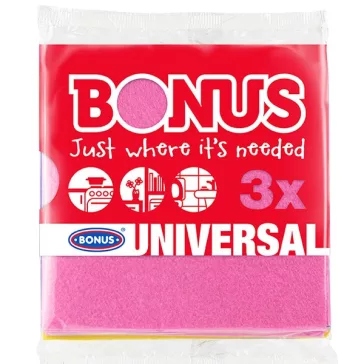   Törlőkendő általános BONUS vegyes színű 18x18cm 3 darabos