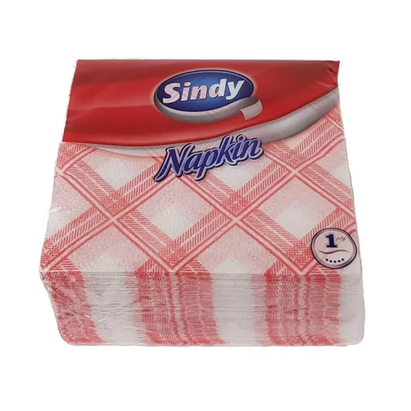 Szalvéta SINDY 1 rétegű 45 lapos 33x33 cm piros kockás Szalvéta SINDY 1 rétegű 45 lapos 33x33 cm piros kockás
