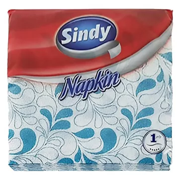   Szalvéta SINDY 1 rétegű 45 lapos 33x33 cm türkiz motívumos