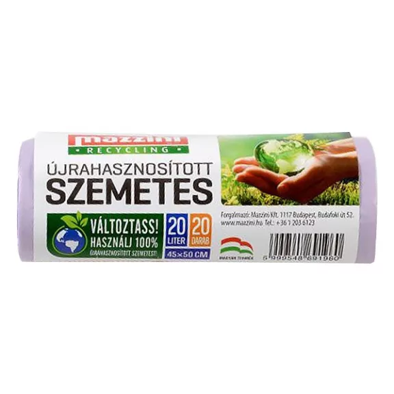 Szemeteszsák MAZZINI 20L újrahasznosított 20 darabos Szemeteszsák MAZZINI 20L újrahasznosított 20 darabos