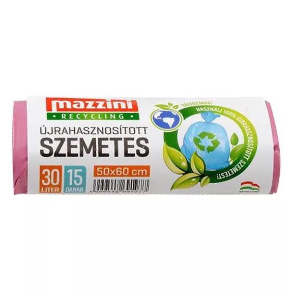 Szemeteszsák MAZZINI 30L újrahasznosított 15 darabos Szemeteszsák MAZZINI 30L újrahasznosított 15 darabos