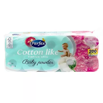   Toalettpapír PERFEX Cotton Like baby powder perfume 3 rétegű 10 tekercses