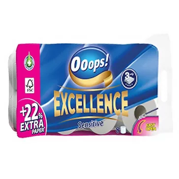 Toalettpapír OOOPS! Excellence 3 rétegű 8 tekercses