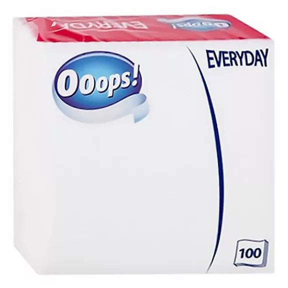 Szalvéta OOOPS! Everyday 1 rétegű 100 lapos 33x33 cm fehér Szalvéta OOOPS! Everyday 1 rétegű 100 lapos 33x33 cm fehér