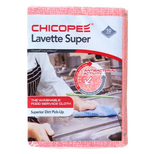 Törlőkendő konyhai CHICOPEE Lavette Super mosható 51 x 36 cm piros 10 darabos