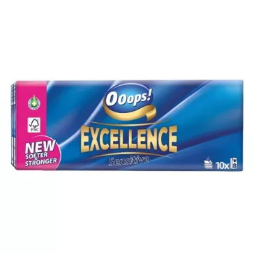   Papírzsebkendő Ooops! Excellence Sensitive 4 rétegű 10x8 darabos