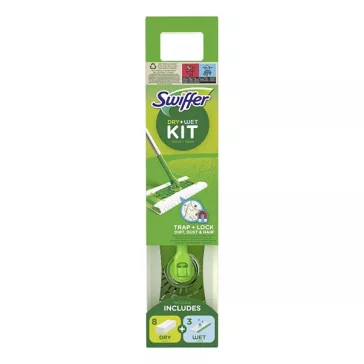   Padlótörlő SWIFFER kezdőszett nyél + 3 nedves kendő + 8 száraz kendő