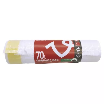   Szemeteszsák VECTRALINE 70L húzózáras fehér 65x70 cm 15 darabos