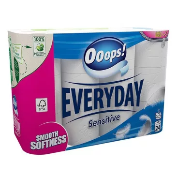   Toalettpapír OOOPS! Everyday 3 rétegű 24 tekercses Sensitive