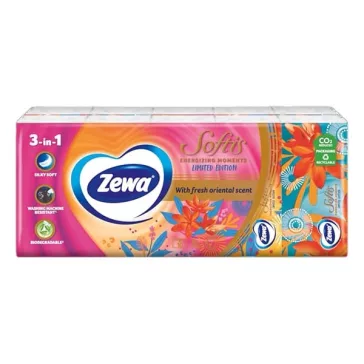   Papírzsebkendő ZEWA Softis Fresh Green 4 rétegű 10x9 darabos