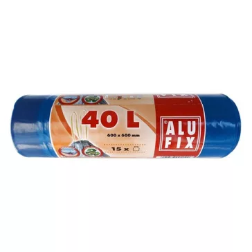   Szemeteszsák ALUFIX 40L zárószalaggal 26 mikronos kék 15 darabos