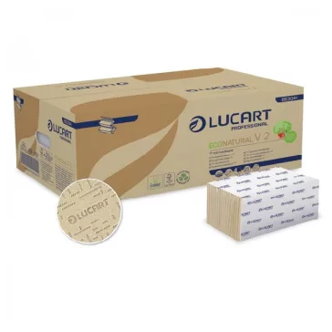   Kéztörlő hajtogatott LUCART EcoNat V2 21x21 cm 190 lap  barna 2 rétegű 20 csomag/karton