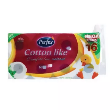   Toalettpapír PERFEX Cotton Comfort Line natural 3 rétegű 16 tekercses