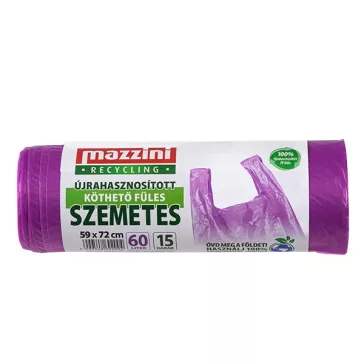   Szemeteszsák MAZZINI 60L újrahasznosított köthető füles 15 darabos