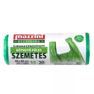   Szemeteszsák MAZZINI 35L újrahasznosított köthető füles 20 darabos