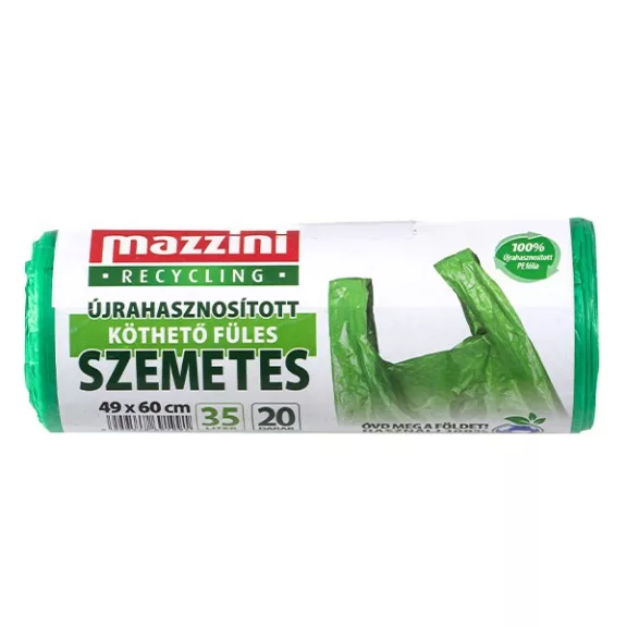 Szemeteszsák MAZZINI 35L újrahasznosított köthető füles 20 darabos Szemeteszsák MAZZINI 35L újrahasznosított köthető füles 20 darabos