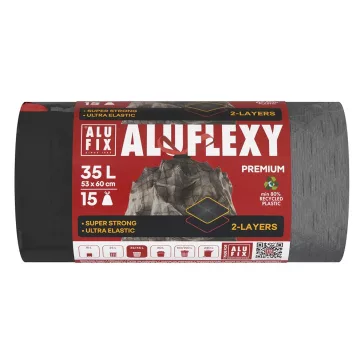   Szemeteszsák ALUFIX 35L 28 mikronos aluflexy fekete 15 darabos