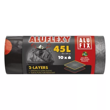   Szemeteszsák ALUFIX 45L 28 mikronos Aluflexy dupla rétegű fekete 10 darabos