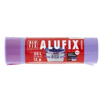   Szemeteszsák ALUFIX 35L Prémium Elastic FIX zárószalaggal Lila 12 darabos