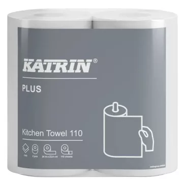   Kéztörlő tekercses KATRIN Plus Kitchen 110 2 tekercses 13,4 cm 24 m 2 rétegű fehér