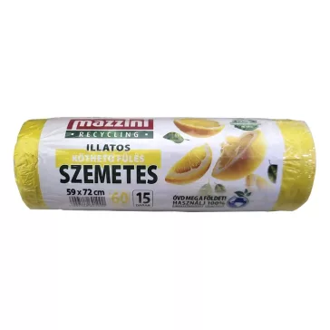   Szemeteszsák MAZZINI 60L illatosított citrusos húzófüles 59x72 cm 15 darabos