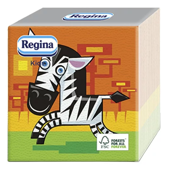 Szalvéta REGINA Kids 1 rétegű 30x30 cm 1/4 hajtogatott 45 lapos vegyes mintás