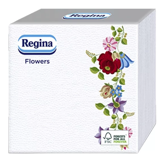 Szalvéta REGINA Virág 1 rétegű 33x33 cm 1/4 hajtogatott 45 lapos vegyes mintás
