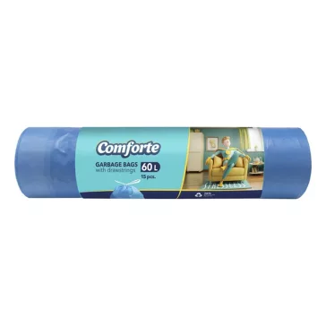   Szemeteszsák COMFORTE 60L kék zárószalagos 15 mikronos 15 darabos