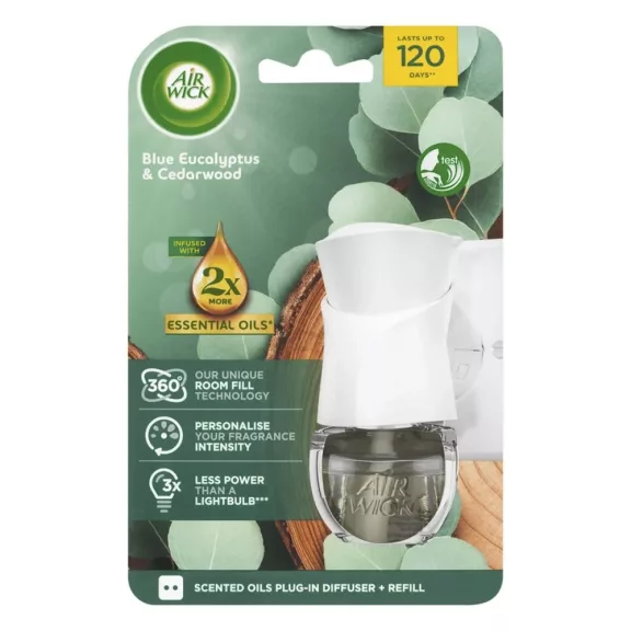 Automata légfrissítő készülék AIR WICK Eukaliptusz és cédrusfa 19ml Automata légfrissítő készülék AIR WICK Eukaliptusz és cédrusfa 19ml
