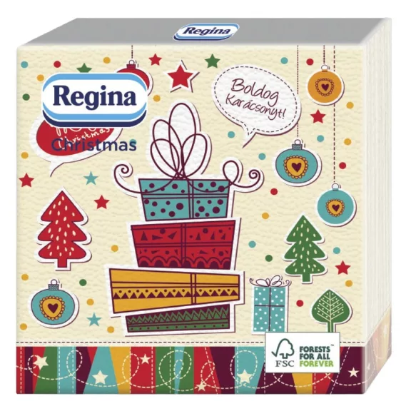 Szalvéta REGINA Karácsonyi 3 rétegű 33x33 cm 15 lapos vegyes mintás Szalvéta REGINA Karácsonyi 3 rétegű 33x33 cm 15 lapos vegyes mintás