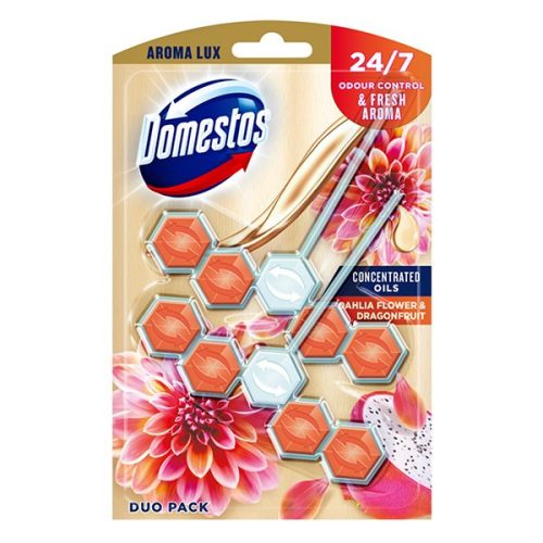 Toalett öblítő DOMESTOS Aroma Lux Dahlia Flower & Dragon Fruit 2x50 g