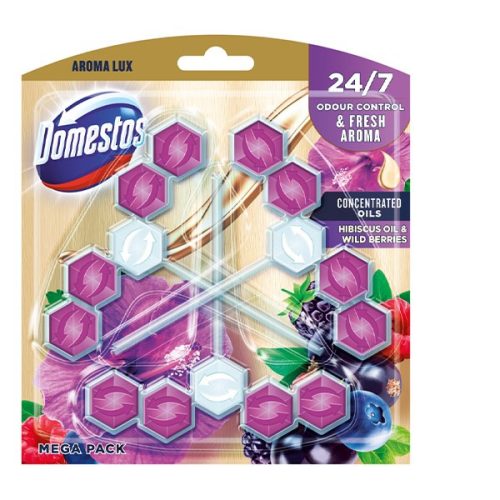 Toalett öblítő DOMESTOS Aroma Lux Hibiscus Oil & Wild Berries 3x55 g