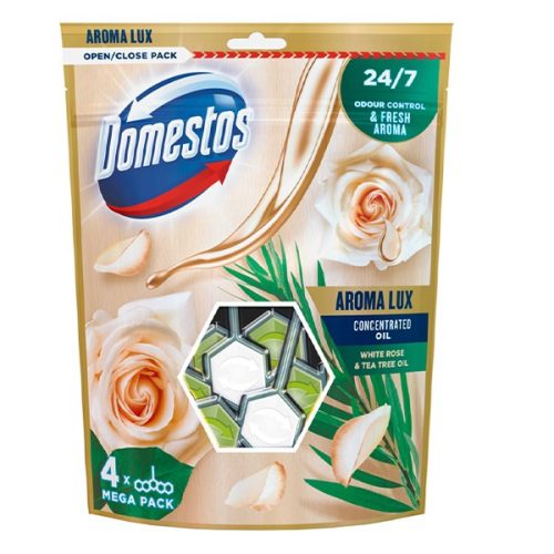 Toalett öblítő DOMESTOS Aroma Lux White Rosebuds & Tea Tree Oil 3x50 g