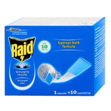   Rovarírtó elektromos készülék szúnyogirtó RAID lapkás + 10 darab utántöltő