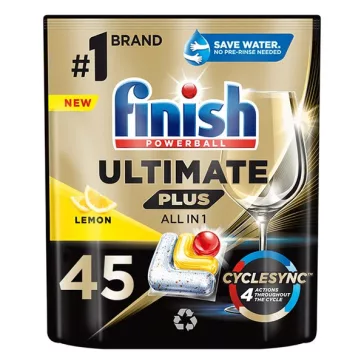   Mosogatógép tabletta FINISH Ultimate Plus Allin1 Lemon 45 darab/doboz