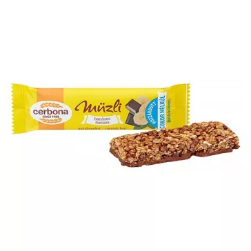   Müzliszelet CERBONA csokoládés és banános kakaós bevonóval 20 g