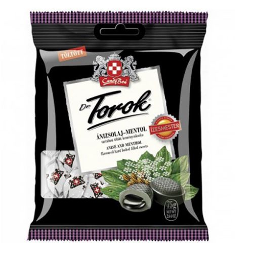Töltött keménycukorka DR. TOROK ánizsolajjal és mentollal 75 g